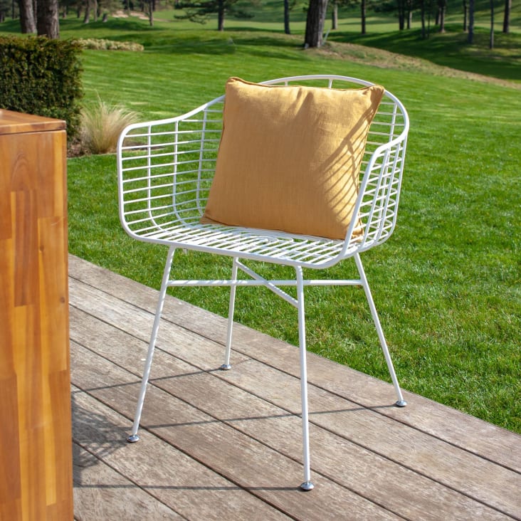 Lot de 2 fauteuils de table extérieur en métal blanc-Soho cropped-2