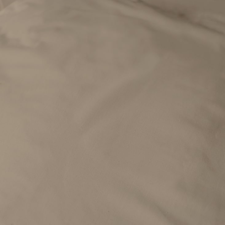 Parure de lit brodée en percale de coton BIO Taupe 240x220+2x65x65cm-Dragées délices cropped-7