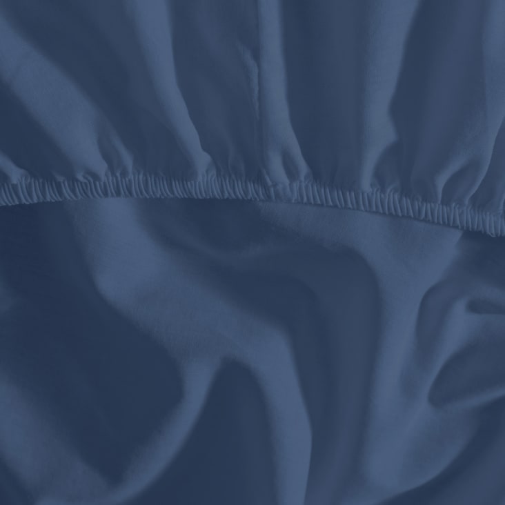 Drap housse en percale de coton Bleu Arctic 120x190 cm SOFT