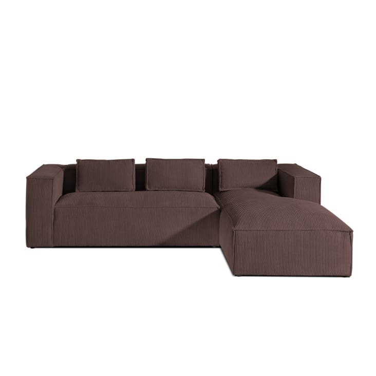 Canapé d'angle droit 4 places en velours côtelé marron-Stella cropped-7