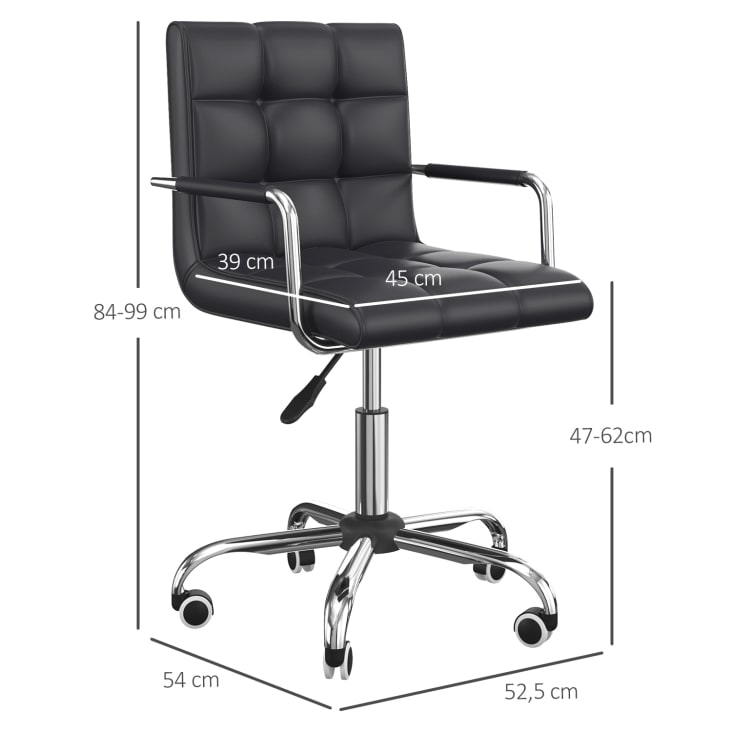 Chaise de bureau revêtement synthétique capitonné noir cropped-3
