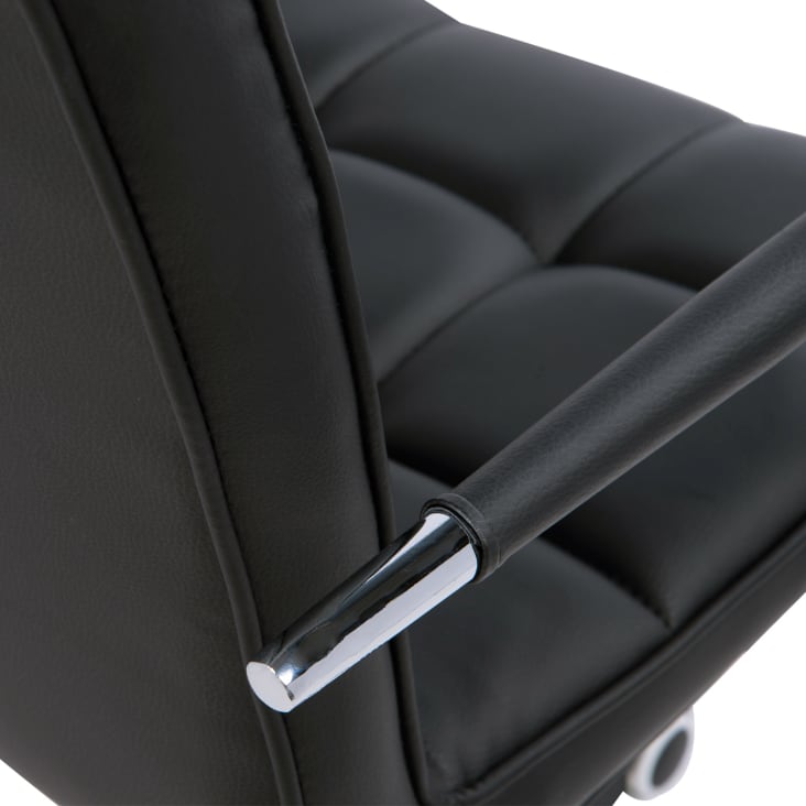 Chaise de bureau revêtement synthétique capitonné noir cropped-5