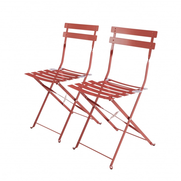 Lot de 2 chaises de jardin pliables en acier terracotta-Emilia