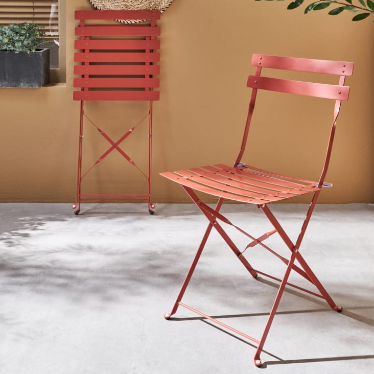 Lot de 2 chaises de jardin pliables en acier terracotta-Emilia cropped-3