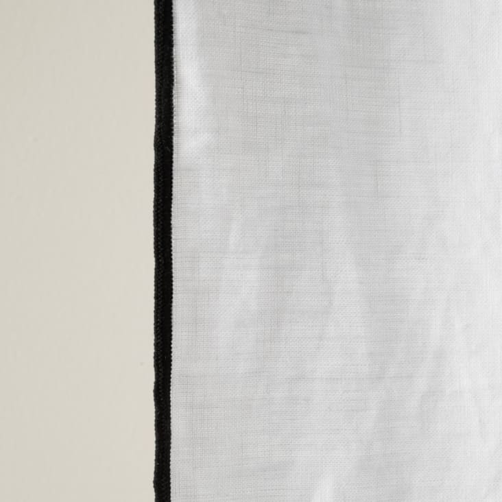 Rideau à oeillets noirs 140x350 cm Blanc pur et bourdon noir en Lin-Carlina cropped-4