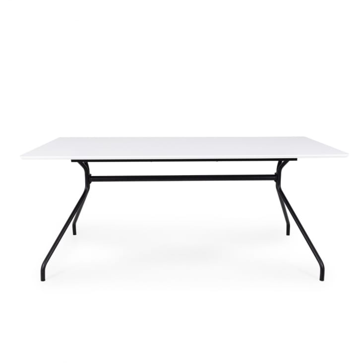 Table à manger rectangulaire 180x90cm blanche pieds noirs-Ega cropped-2