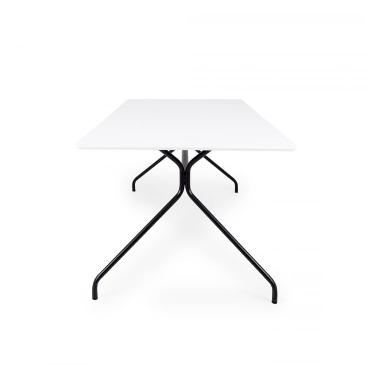 Table à manger rectangulaire 180x90cm blanche pieds noirs-Ega cropped-3