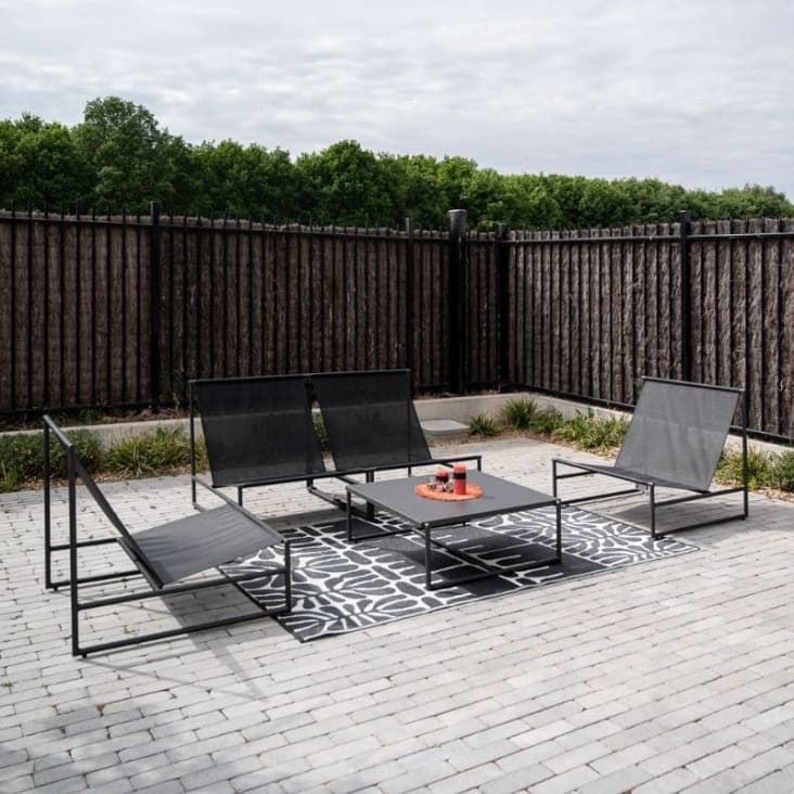 Salon de jardin modulable 4 places en aluminium gris anthracite-Saria cropped-3