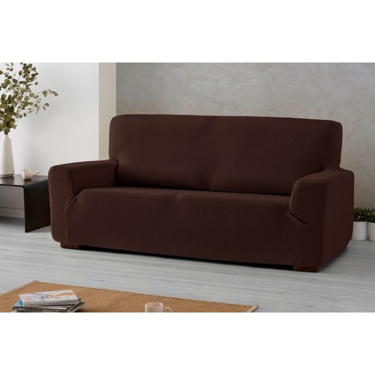 Funda cubre sofá 2 plazas lazos protector liso 120-180 cm gris