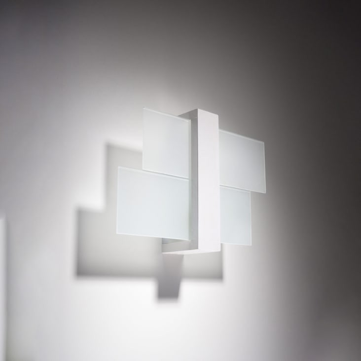 Lámpara de pared blanco madera, vidrio  alt. 30 cm-Feniks cropped-2