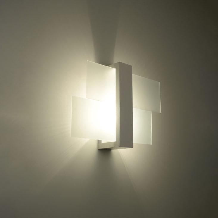 Lámpara de pared blanco madera, vidrio  alt. 30 cm-Feniks cropped-3
