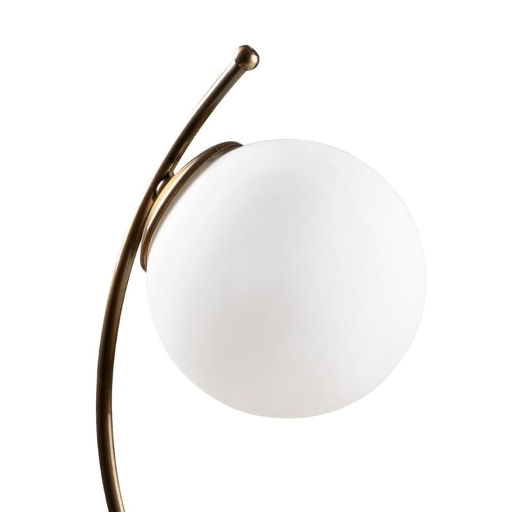 Lampada da tavolo minimalista oro con sfera in vetro e cavo nero