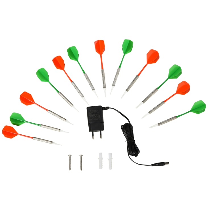 Homcom Cible jeu de flechettes electronique professionnel adaptateur 27 jeux  jusqu'à 8 joueurs LED haut-parleur noir 