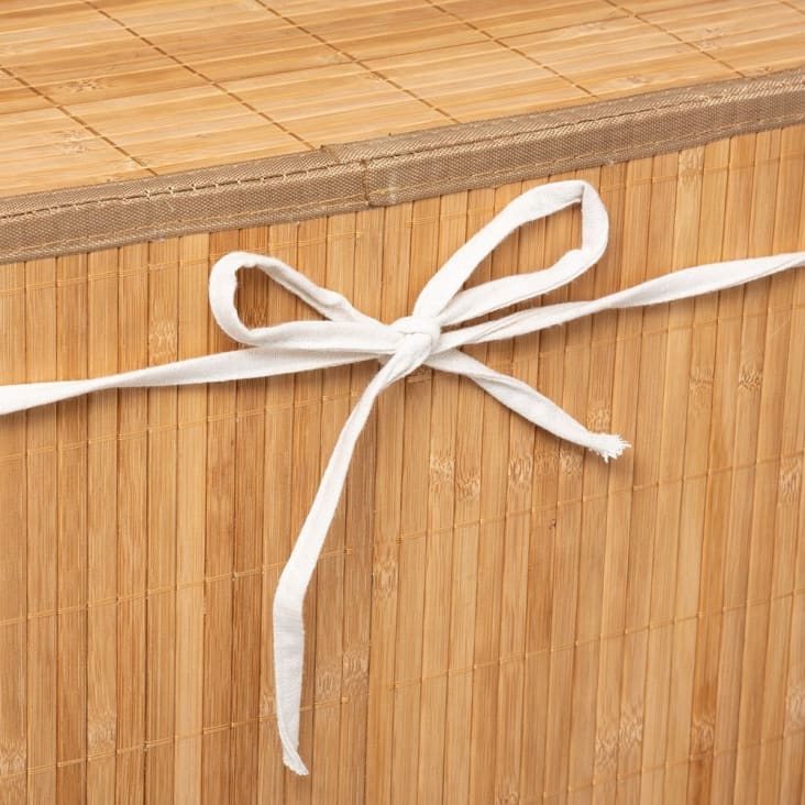 Panier à linge blanc en bambou et intérieur amovible en coton
