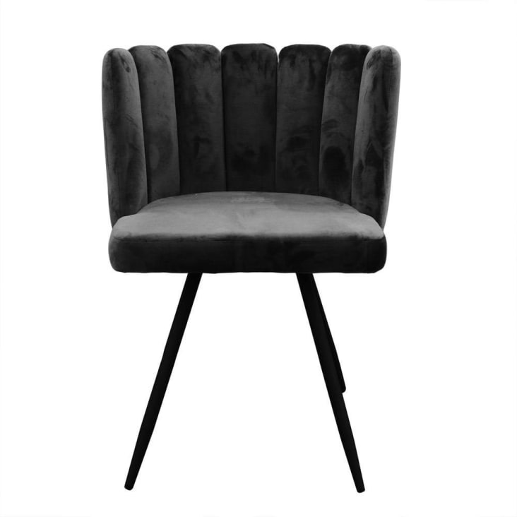 Chaise design effet velours noir-ARIEL cropped-3