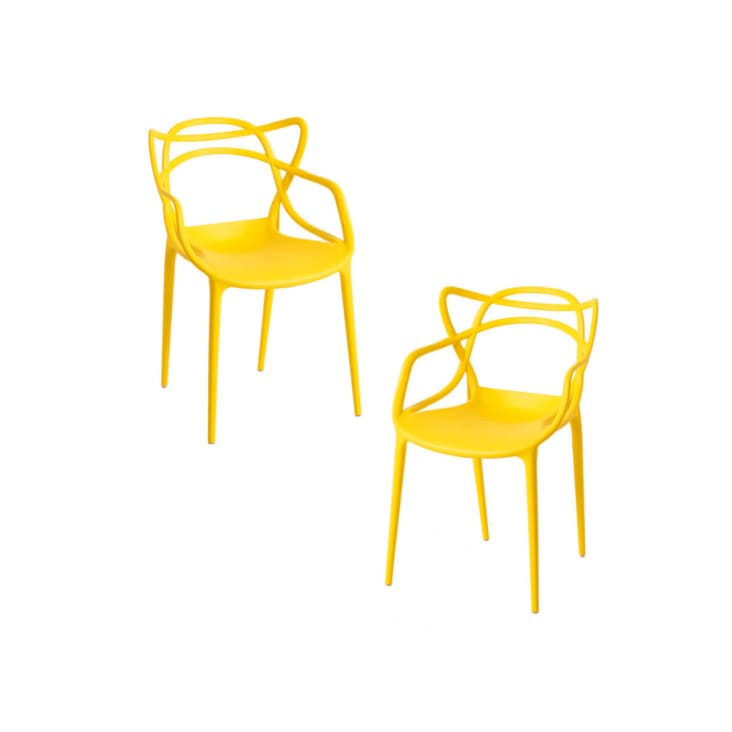 Pack 2 sillas color amarillo en polipropileno-Korme cropped-2