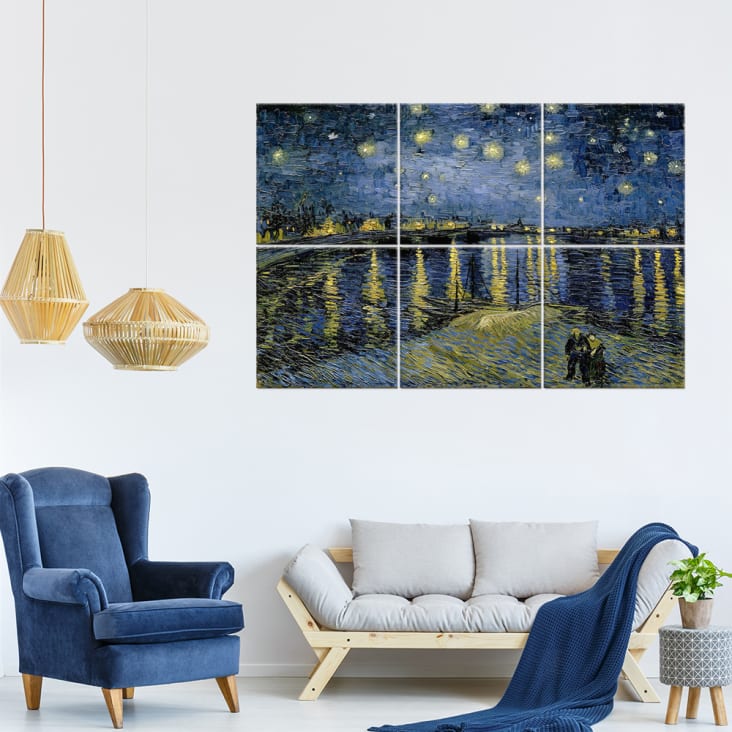 Quadro XXL Notte Stellata Sul Rodano - Van Gogh cm. 100x150 (6 x)