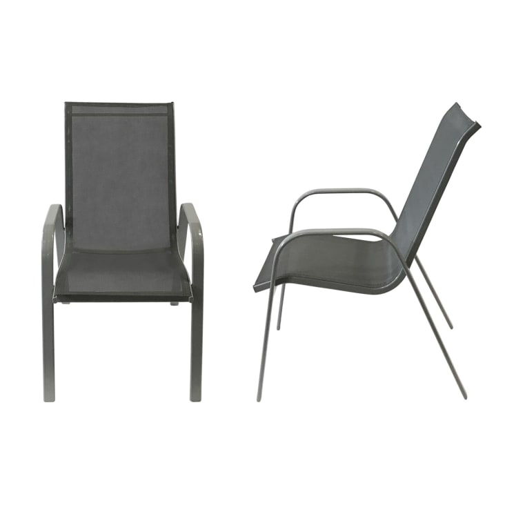 Lot de 6 chaises en textilène gris et aluminium gris-Marbella cropped-3