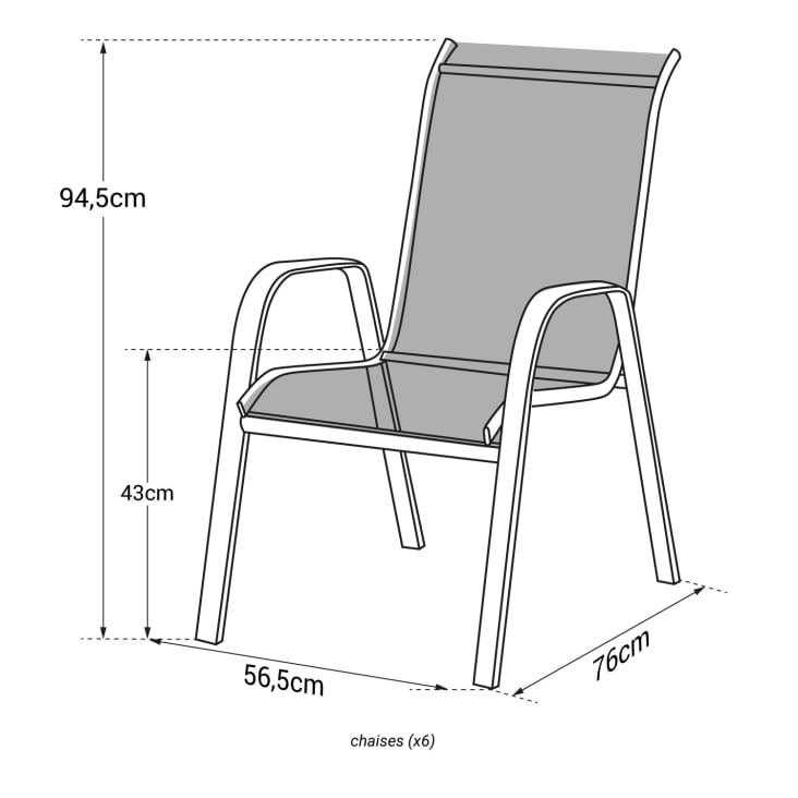 Lot de 6 chaises en textilène gris et aluminium gris-Marbella cropped-4