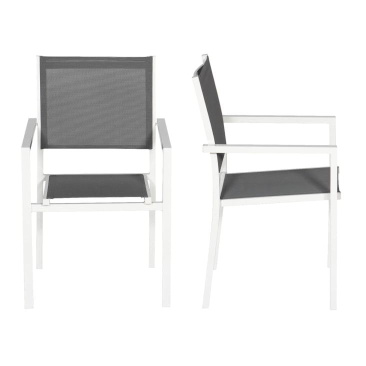 Lot de 4 chaises en aluminium blanc et textilène gris-ARRAY cropped-2