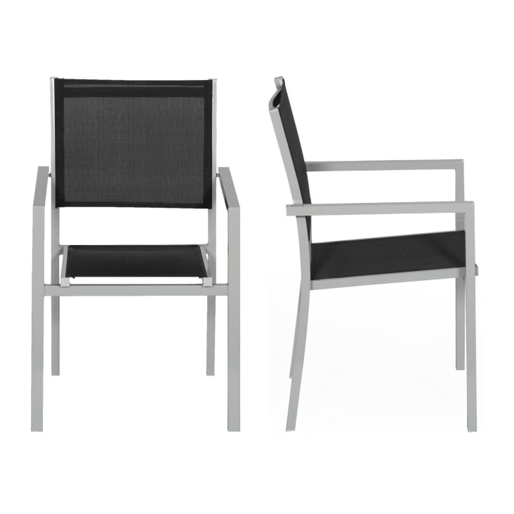 Lot de 6 chaises en aluminium gris et textilène noir-ARRAY cropped-2