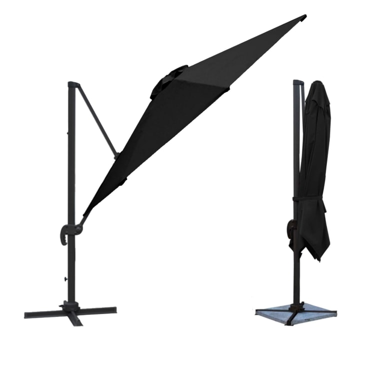 Parasol déporté rectangulaire 3x4m toile noire avec housse-Molokai cropped-2