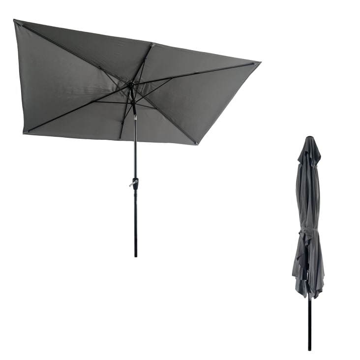 Parasol droit rectangulaire 2x3m en aluminium et toile gris-Hapuna cropped-3