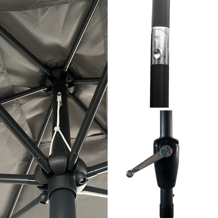 Parasol droit rectangulaire 2x3m en aluminium et toile gris-Hapuna cropped-4
