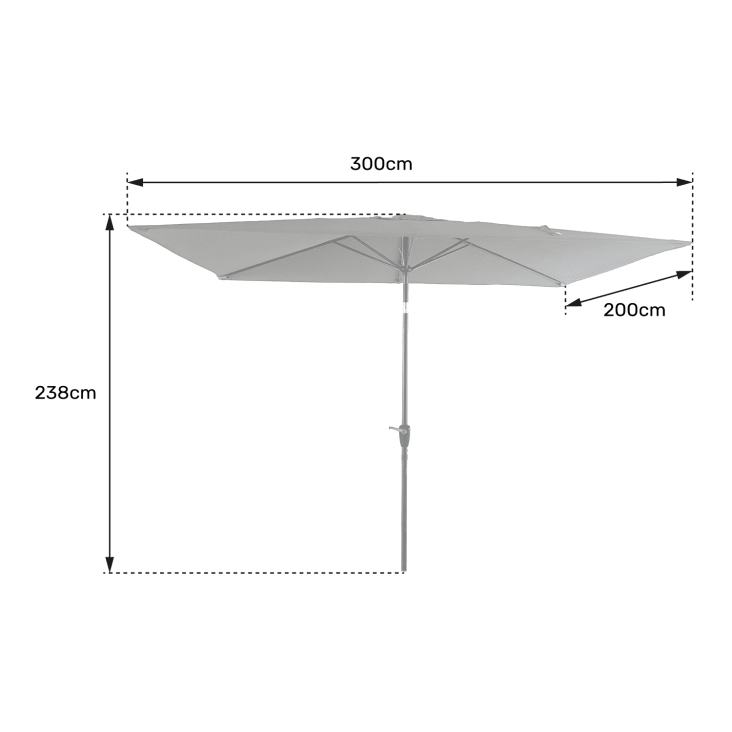 Parasol droit rectangulaire 2x3m en aluminium et toile gris-Hapuna cropped-5