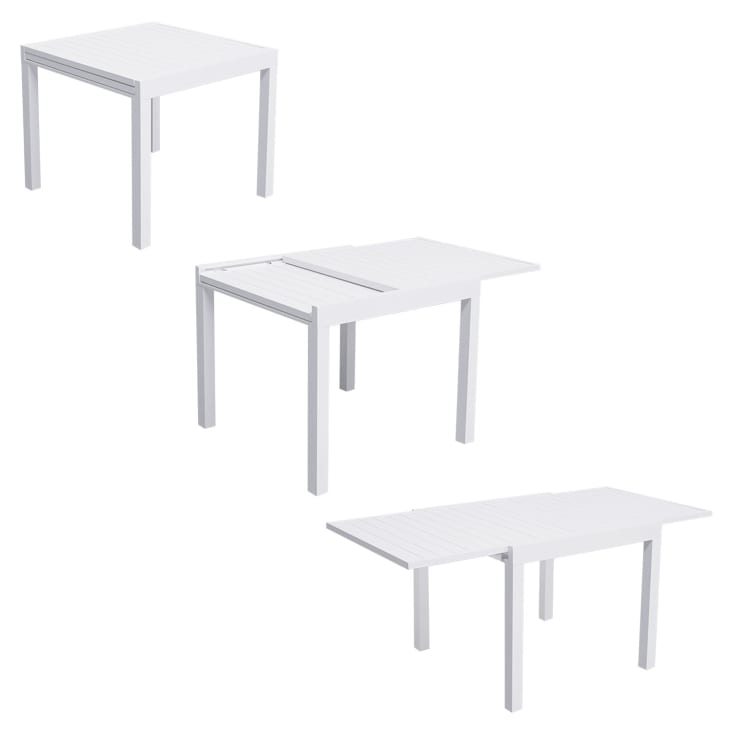 Salon de jardin table 90/180cm en aluminium blanc et gris-Venezia cropped-2