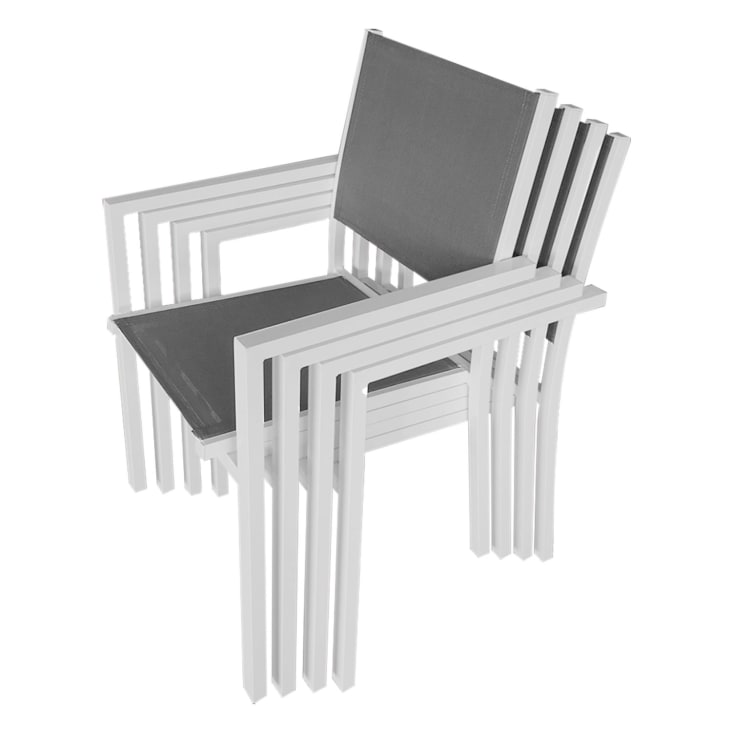 Salon de jardin table 90/180cm en aluminium blanc et gris-Venezia cropped-7