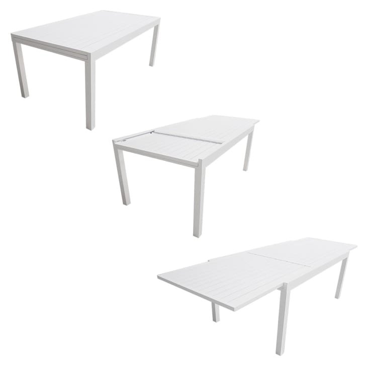 Salon de jardin table 180/300cm en aluminium blanc-Venezia cropped-2