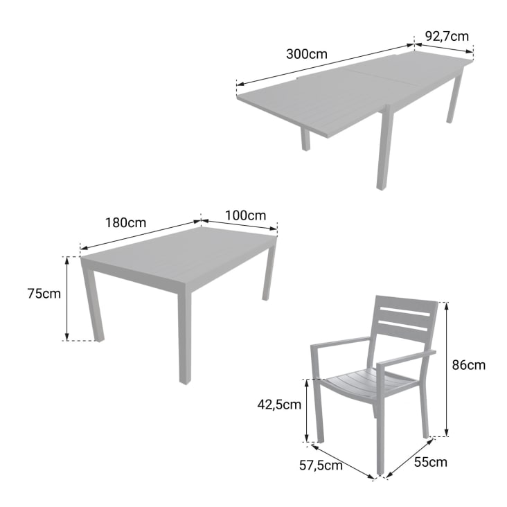 Salon de jardin table 180/300cm en aluminium blanc-Venezia cropped-4