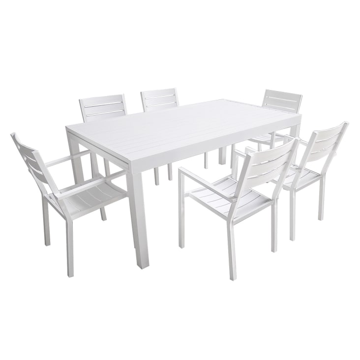 Salon de jardin table 180/300cm en aluminium blanc-Venezia cropped-5