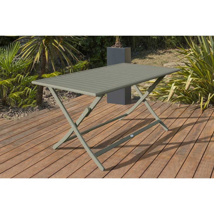 Table de jardin pliante en aluminium vert kaki-Marius cropped-2