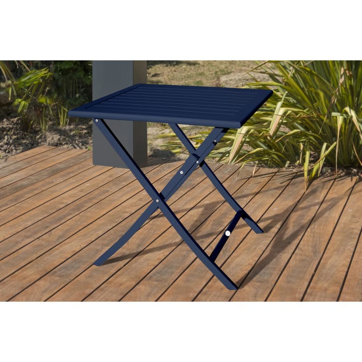 Table de jardin pliante en aluminium bleu marine-Marius cropped-2