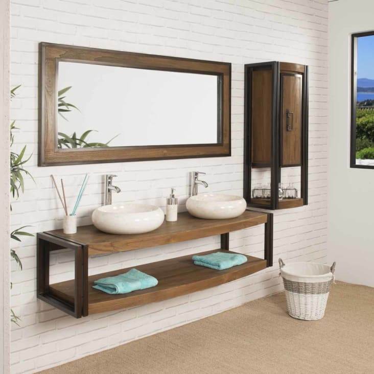 Miroir de salle de bain rectangulaire en bois 120 cm PARIS - HELLIN