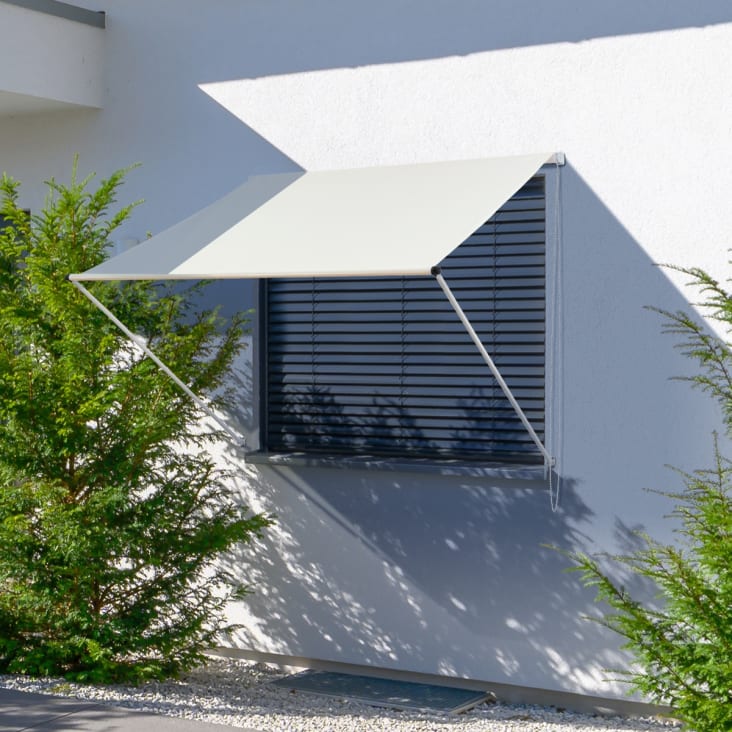 Tenda Parasole Rustica In Cotone - 160x215cm, Colore Ecru/Marrone, Fatta A Mano In Spagna - Foto 3