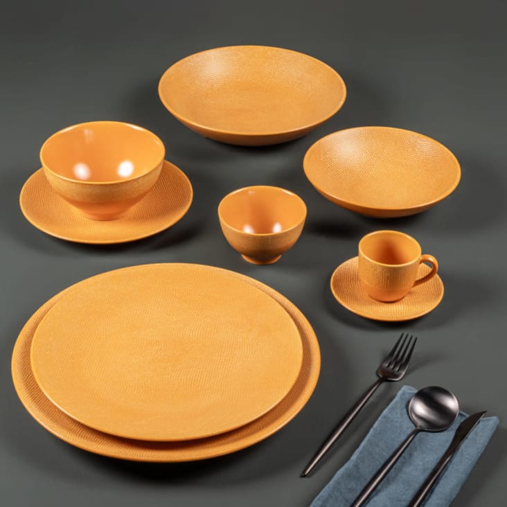 Table Passion - Lot De 6 Assiettes Creuses Dune 19 Cm - Porcelaine Blanche - Design Martelé