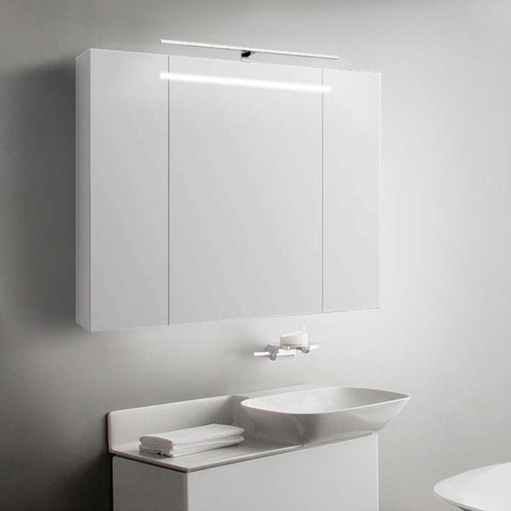 Monde du Spiegelschrank, | LED-Beleuchtung, mit Maisons weiß, 90,4x72x15cm