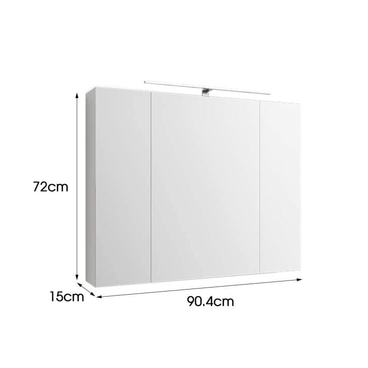 Spiegelschrank, mit LED-Beleuchtung, weiß, 90,4x72x15cm | Maisons du Monde