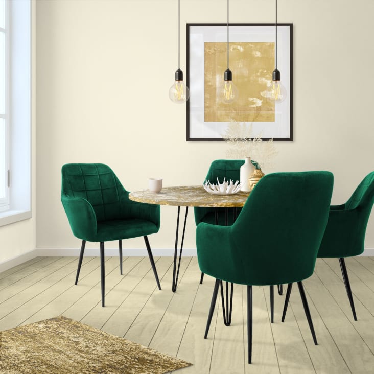 Set 2 Sedie Da Pranzo In Velluto Con Gambe Dorate | Stile Moderno, Imbottite, Per Cucina O Sala - Foto 6