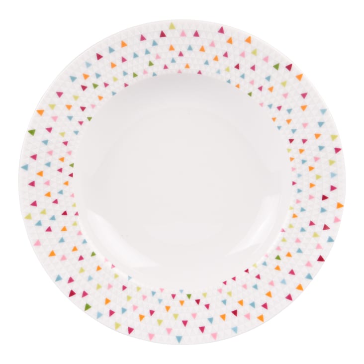 Lot de 6 assiettes creuse   22 cm  blanc en porcelaine H3.5-Manaos