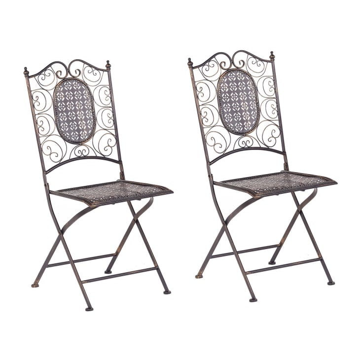 Set 2 Sedie Pieghevoli Da Giardino Adelar - Ferro Con Design Vintage, Colore Bianco