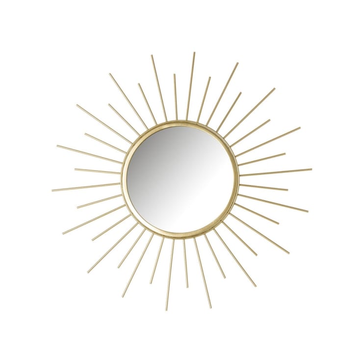 Miroir rond soleil métal doré D45cm