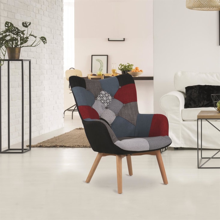 Fauteuil assise en tissu patchwork-Milano cropped-2