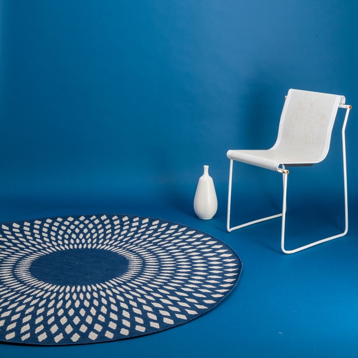 Tappeto rotondo decorativo scandinavo blu 240x240 ILLUSION