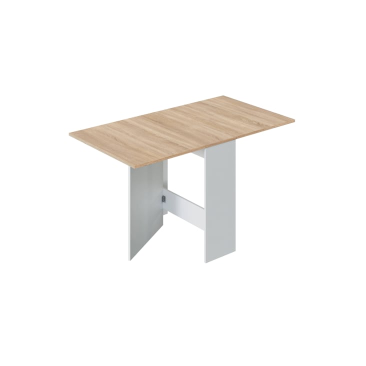 Table extensible effet bois 31x77 cm blanc et chêne-Toledo