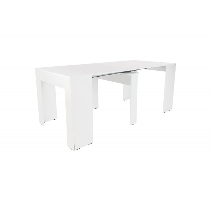 Console table à manger extensible moderne effet bois blanc