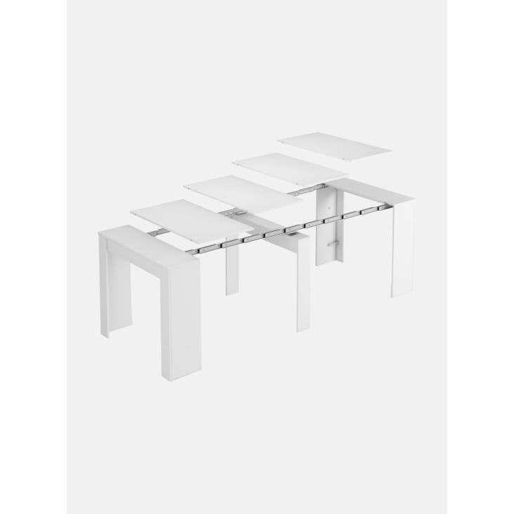 Console table à manger extensible moderne effet bois blanc-Alberique cropped-5